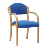 Nautilus Designs Tahara Stackable Conference/Visitor Chair With Arms Blue Fabric Padded Seat & Backrest and Beech Frame - DPA2050/A/BE/BL DD
